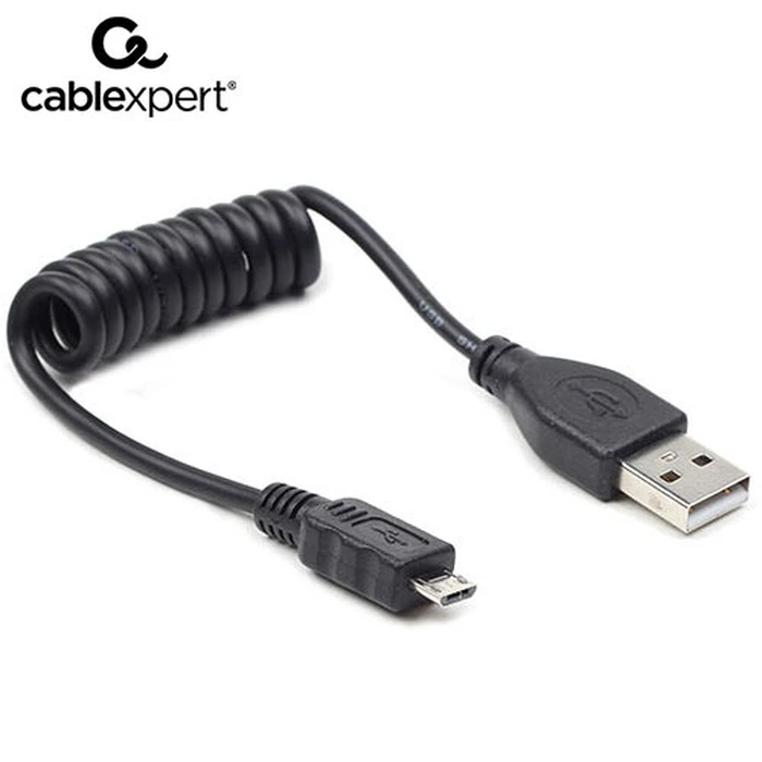 Καλώδιo USB Cablexpert COILED Micro 0.6m Black