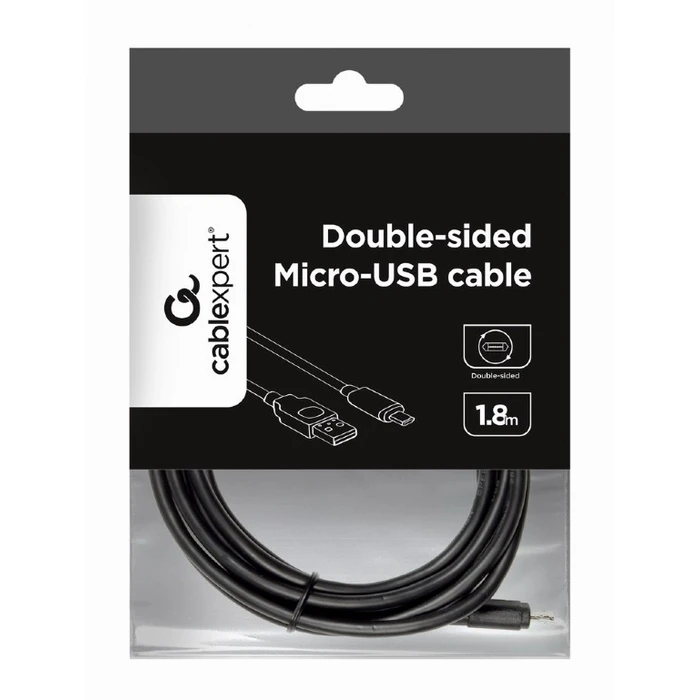 Καλώδιο USB Cablexpert DOUBLE-SIDED MICRO-USB to USB 2,0 AM 1,8M Black