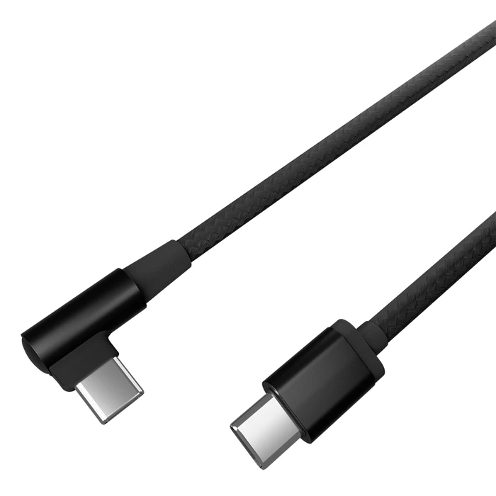 Καλώδιο USB Cablexpert Angled BRAIDED USB-C MALE-MALE CHARGING & DATA 0.2M Black
