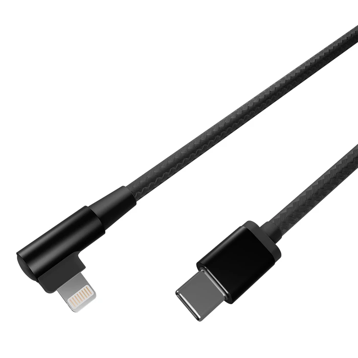 Καλώδιο USB Cablexpert Angled BRAIDED 8-PIN CM-8PIN CHARGING & DATA 0.2M Black