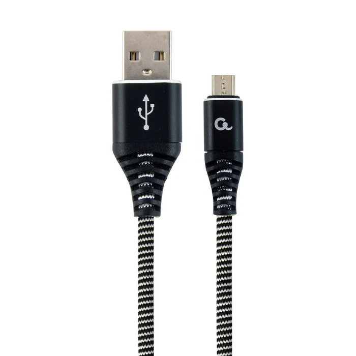Καλώδιo USB Cablexpert PREMIUM COTTON BRAIDED Micro 1M Black/WHITE