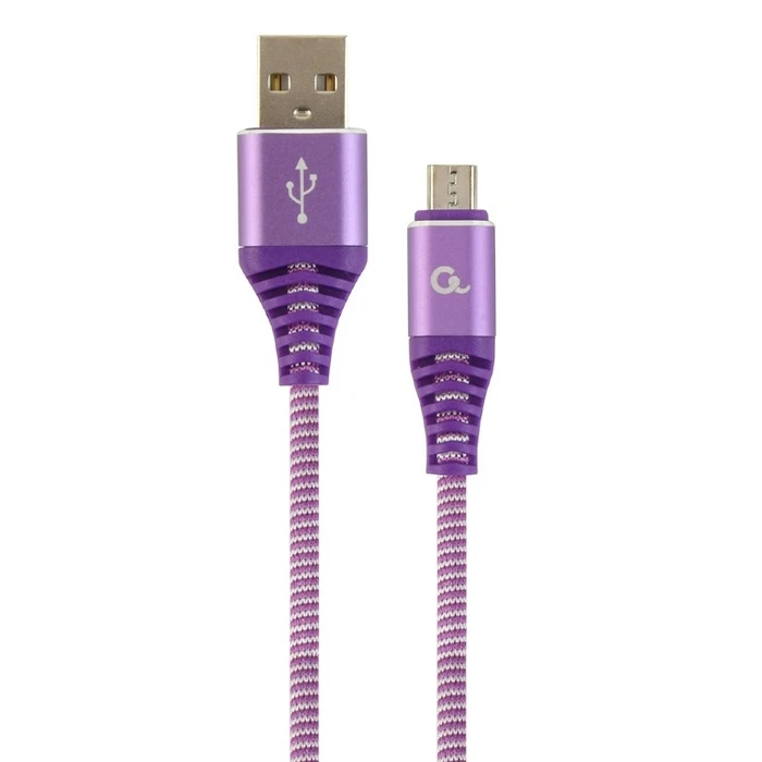 Καλώδιo USB Cablexpert PREMIUM COTTON BRAIDED Micro 1M PURPLE/WHITE