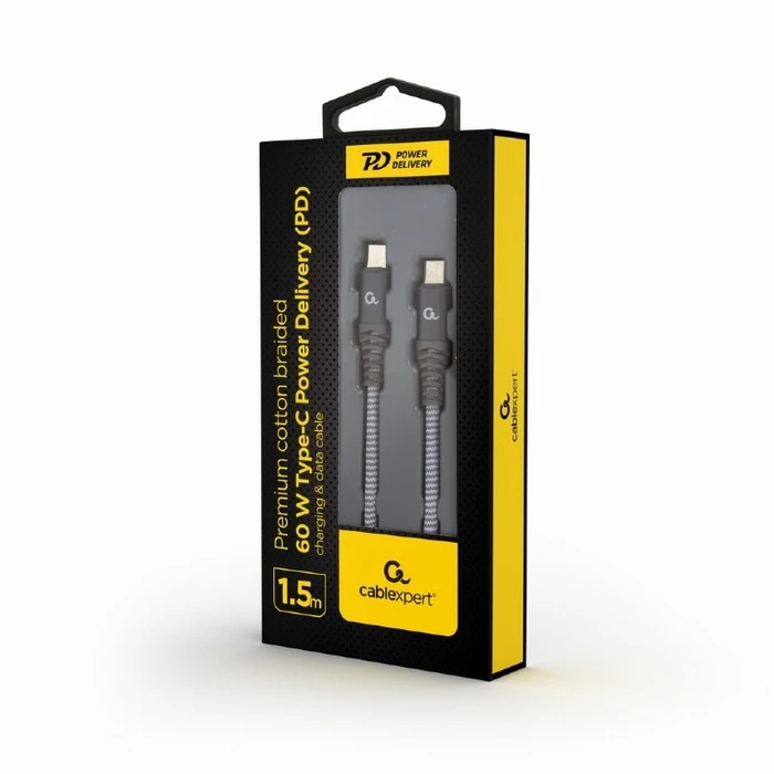 Καλώδιo USB Cablexpert 60W Type-C PD PREMIUM & Data 1,5M SPACEGREY