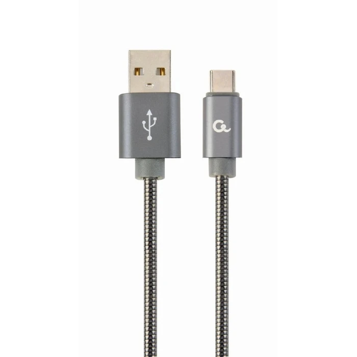 Καλώδιo USB Cablexpert PREMIUM SPIRAL METAL Type-C 1M METALLIC GREY