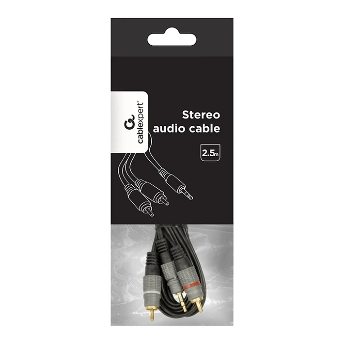 Καλώδιo 3,5mm Cablexpert Stereo PLUG to 2*RCA PLUGS 2,5M Gold-Plated