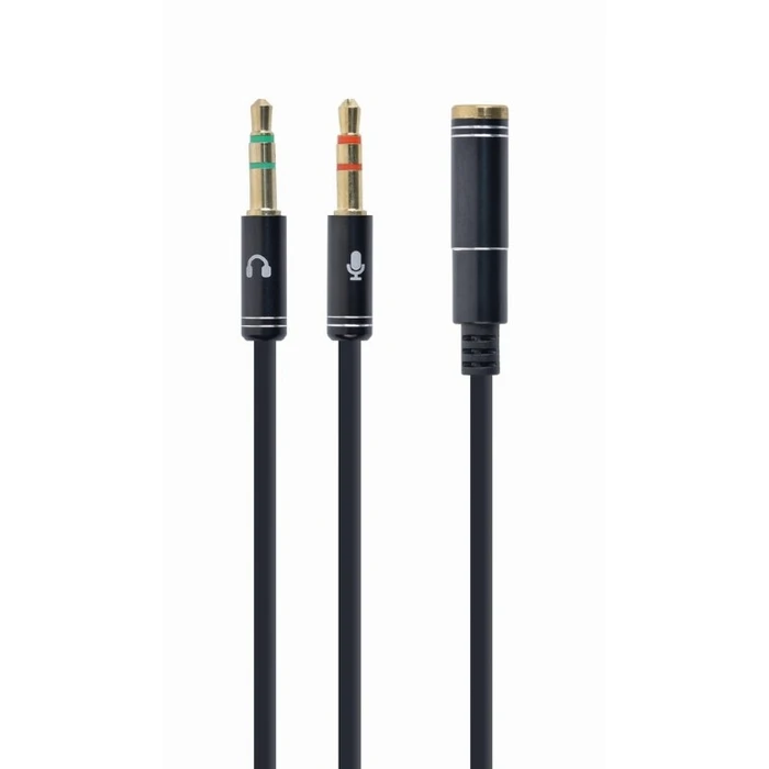 Αντάπτορας 3,5mm Cablexpert 4-PIN to 2x3.5MM STREO PLUG Black METAL Connectors