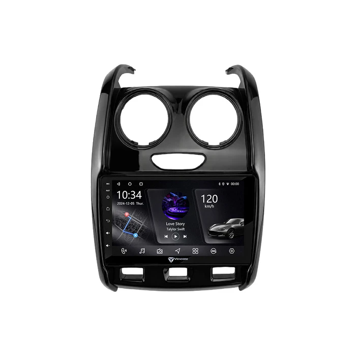 VenCore 3236-10005-0430B - 9" Android 15 PX5S Octa-Core 2GB/32GB IPS Multimedia Head Unit for Dacia Duster 2014-2018, Front Panel 9", CANbus Box, CarPlay, Android Auto, 360° Camera Support - Black