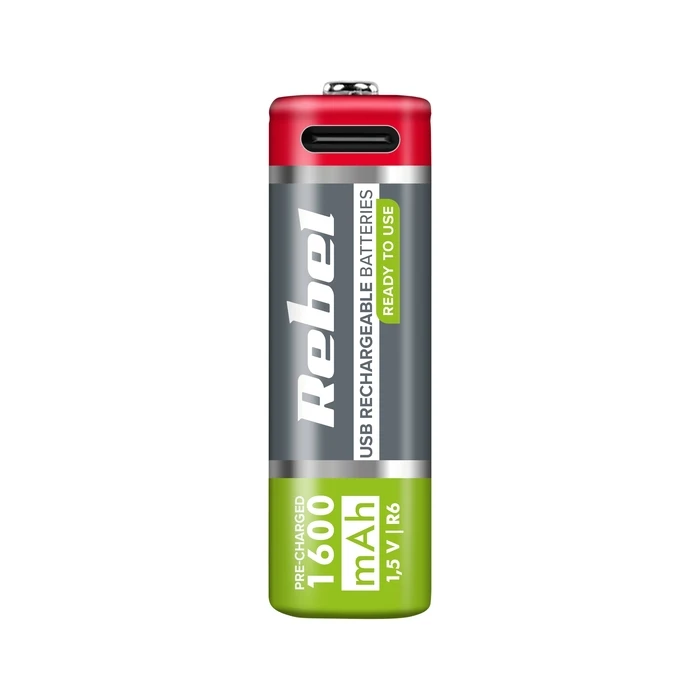 Rebel Rechargeable AA Batteries USB-C 1600mAh 1.5V Li-ion (2 pcs)