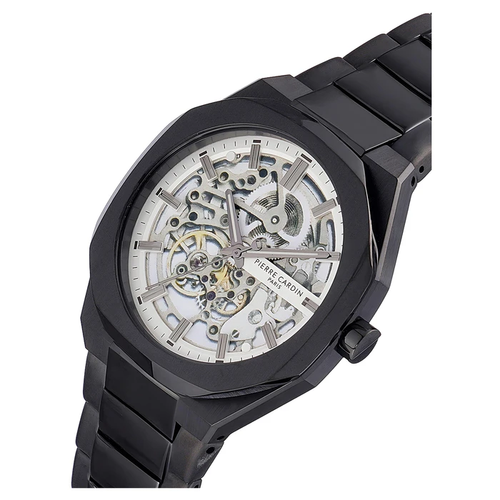Pierre Cardin Men's Watch 42mm Automatic with Black Metal Bracelet CF.1002.MB