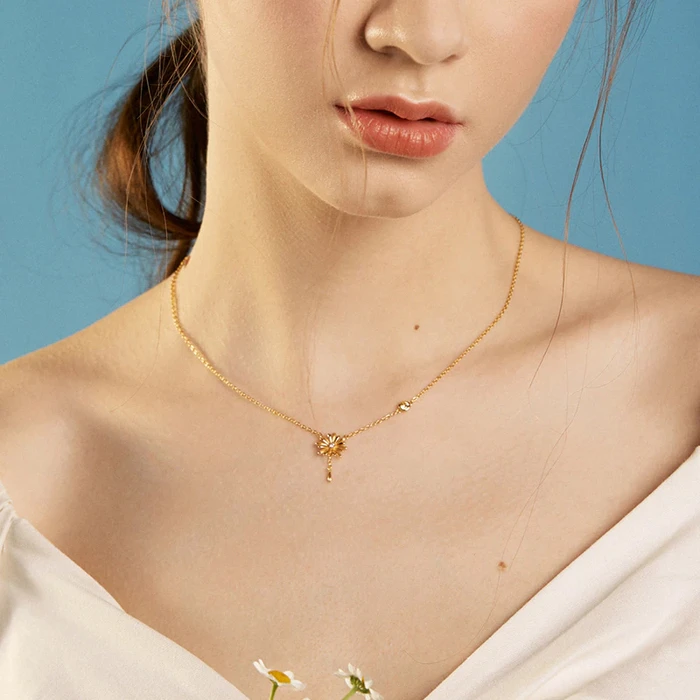 Κολιέ Bamoer Chn022 με Κυβική Ζιρκόνια, Ασήμι 925, Χρυσό