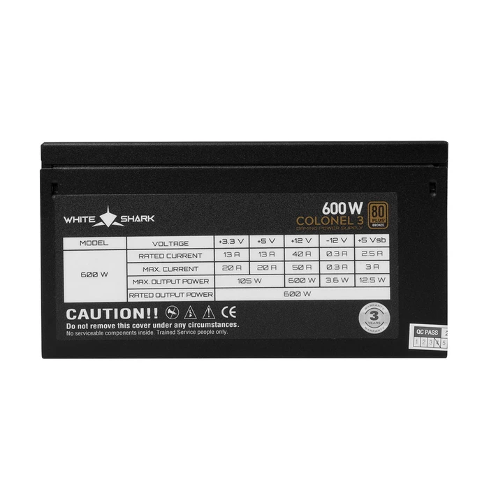 Τροφοδοτικό 600W White Shark Psu Colonel 3 80Plus Bronze Full Modular
