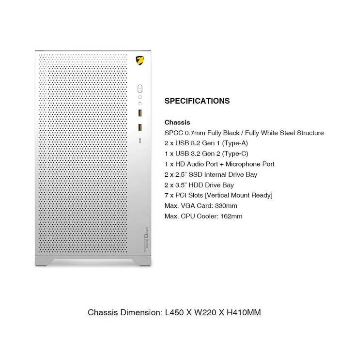 Κουτί Η/Υ Armaggeddon Gaming FULL ATX TESSARAXX CORE 13 AIR WHITE