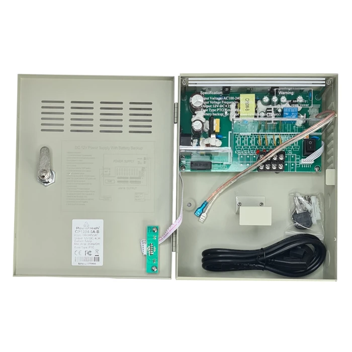 Τροφοδοτικό CCTV Powertech CP1204-5A-B για DC12V/5A, 4 κανάλια