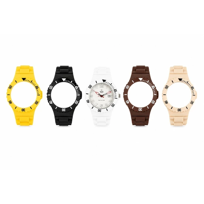 YOT Unisex Quartz Analog Watch 41.5 mm with Interchangeable Multicolored Rubber Straps