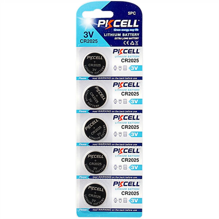 Pkcell Lithium Button Cell CR2025 5pcs
