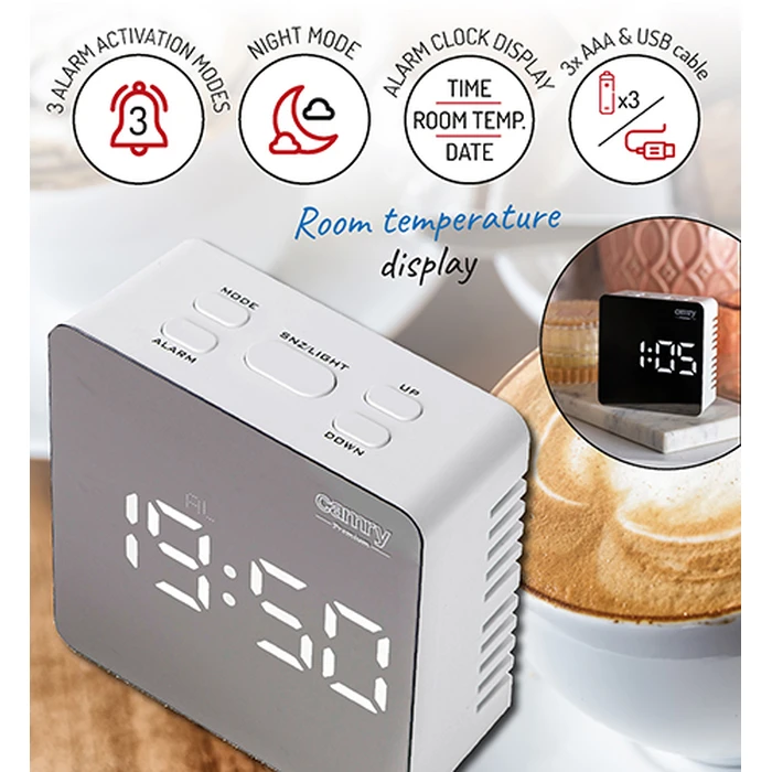 Ρολόι Επιτραπέζιο Camry LED ALARM CLOCK WHITE