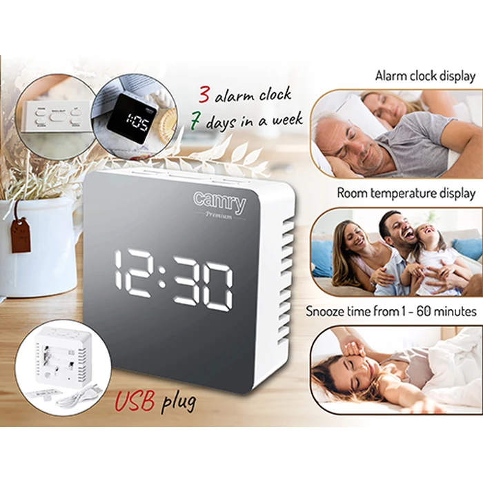 Ρολόι Επιτραπέζιο Camry LED ALARM CLOCK WHITE