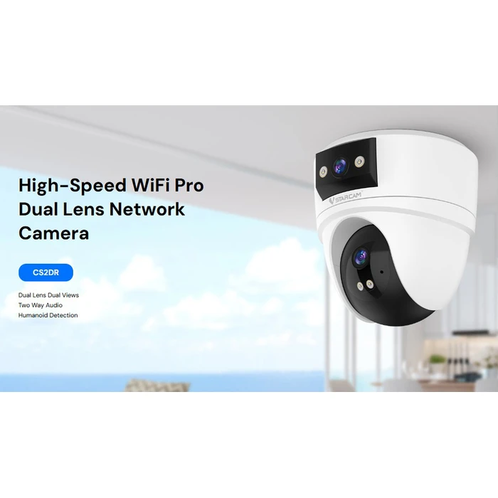 VSTARCAM CS2DR Smart IP Camera 3MP Dual‑Lens Wi‑Fi PTZ Dome — Full‑Color Night Vision, 4mm
