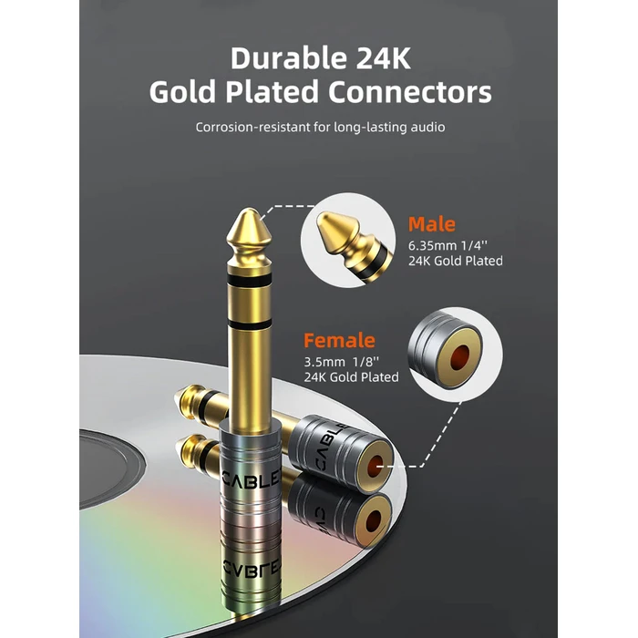 Αντάπτορας Ήχου Cabletime 6.3mm σε 3.5mm CT-6M3F-Ag, Gold Plated, Γκρι