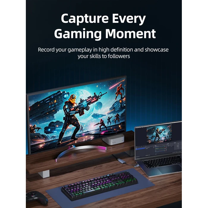 CABLETIME Video Capture CT-ACHC3-AG HDMI σε USB/USB-C 4K/30Hz γκρι