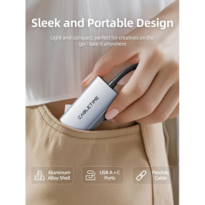 CABLETIME Video Capture CT-ACHC3-AG HDMI σε USB/USB-C 4K/30Hz γκρι
