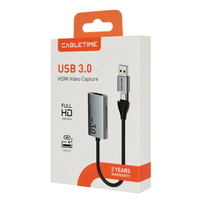 CABLETIME Video Capture CT-ACHC3-AG HDMI σε USB/USB-C 4K/30Hz γκρι