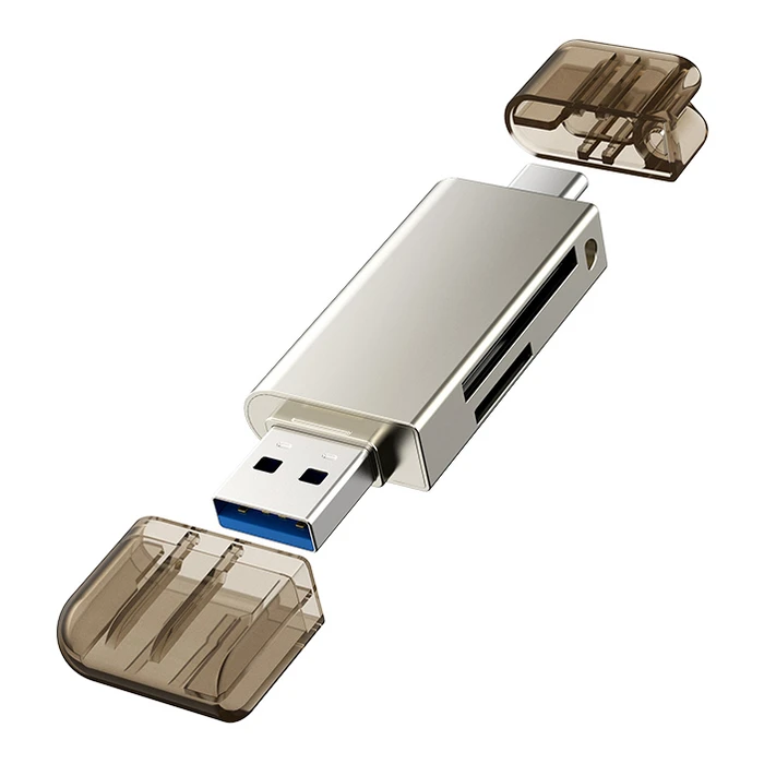 Card Reader Cabletime CT-Acmcd2-Zg για Sd & Micro Sd, Usb/USB-C, 5Gbps, Γκρι