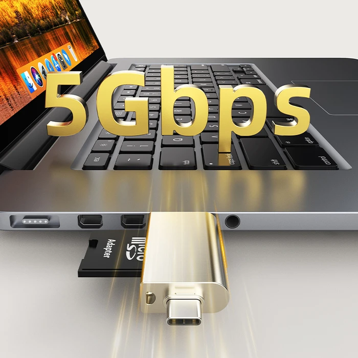 Card Reader Cabletime CT-Acmcd2-Zg για Sd & Micro Sd, Usb/USB-C, 5Gbps, Γκρι