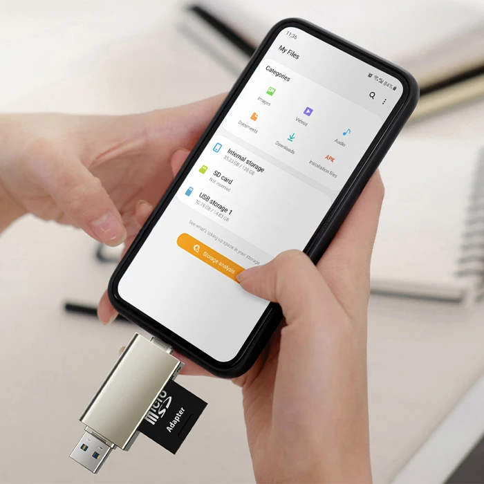 Card Reader Cabletime CT-Acmcd2-Zg για Sd & Micro Sd, Usb/USB-C, 5Gbps, Γκρι