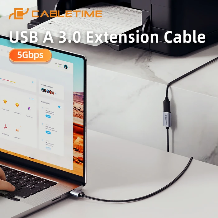 Καλώδιο USB Cabletime CT-AMAF1, 5Gbps, 2m, Μαύρο