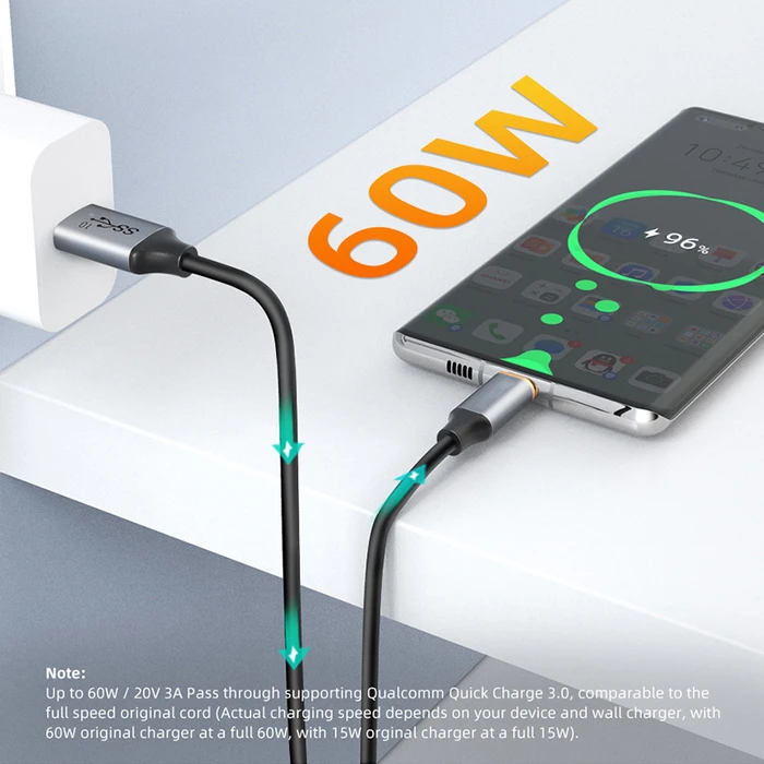 Καλώδιο USB-C Cabletime σε USB CT-AMCMG2, 60W, 10Gbps, 1m, Μαύρο