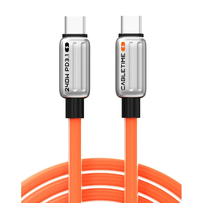 Καλώδιο USB-C Cabletime CT-Cm240-Zso1, 240W, 480Mbps, 1M, Πορτοκαλί