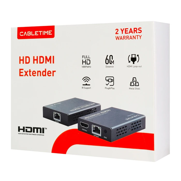 Cabletime Hdmi Video Extender Ct-hehd-fg60 Μέσω Καλωδίου Rj45 1080p/60hz Έως 60m Cabletime