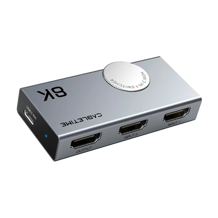 HDMI Switch Cabletime Ct-Hs8K2-Ag, 2 Σε 1, 8K/60Hz, 4K/120Hz, Γκρι