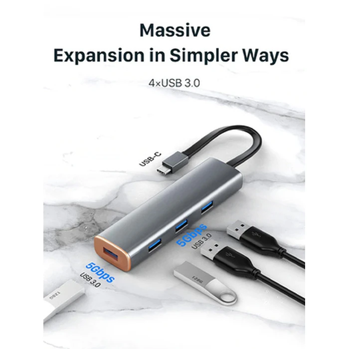 USB Hub Cabletime USB-C CT-HUBP4, 4x USB θύρες, 5Gbps, γκρι