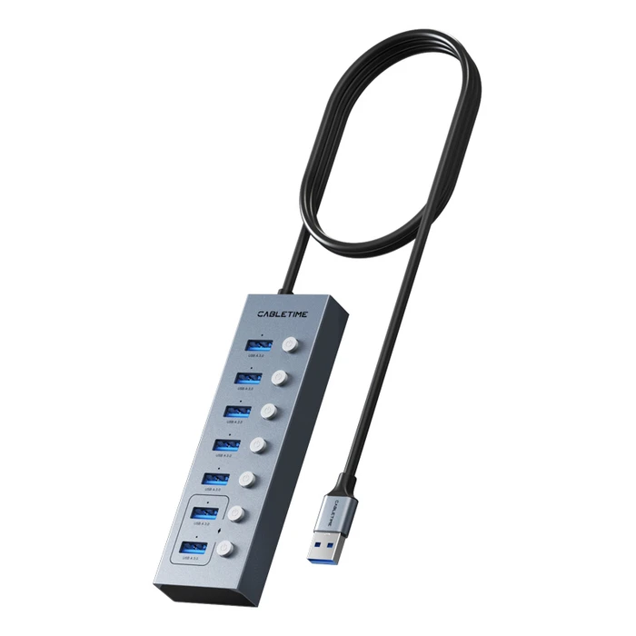 USB Hub Cabletime CT-Hubu7-Ag, 7X Θυρών, 5Gbps, USB Σύνδεση, 1M, Γκρι