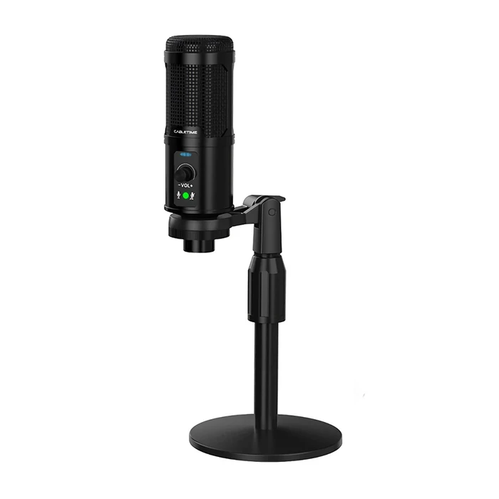 Mικρόφωνο CABLETIME πυκνωτικό MP03-AB, με αντιανέμιο & τρίποδα, USB