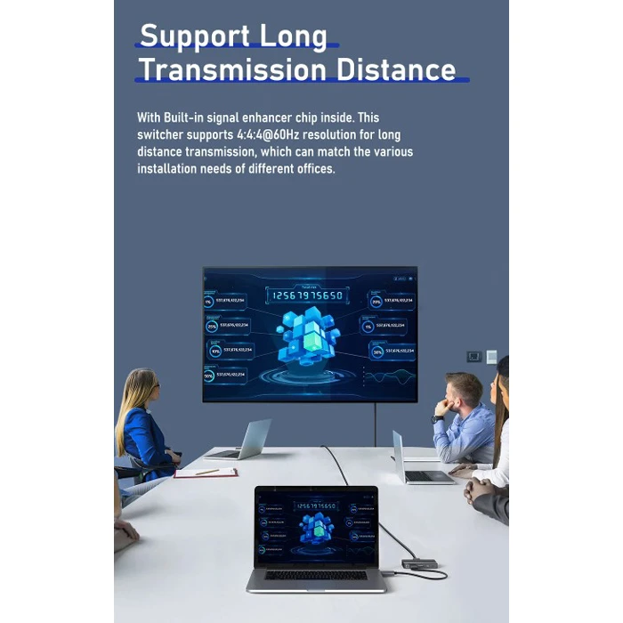 HDMI Switch Cabletime multi-port σε CT-PS41-GB1, 4 σε 1, 4K/60Hz, γκρι