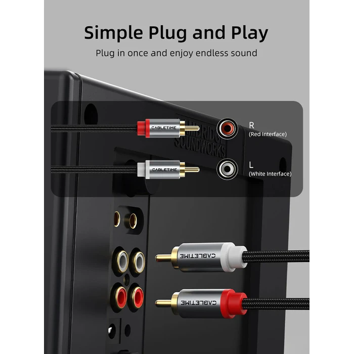 Cabletime Cable 2x RCA male - 2x RCA male 2m