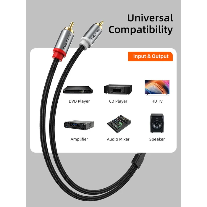 Cabletime Cable 2x RCA male - 2x RCA male 2m