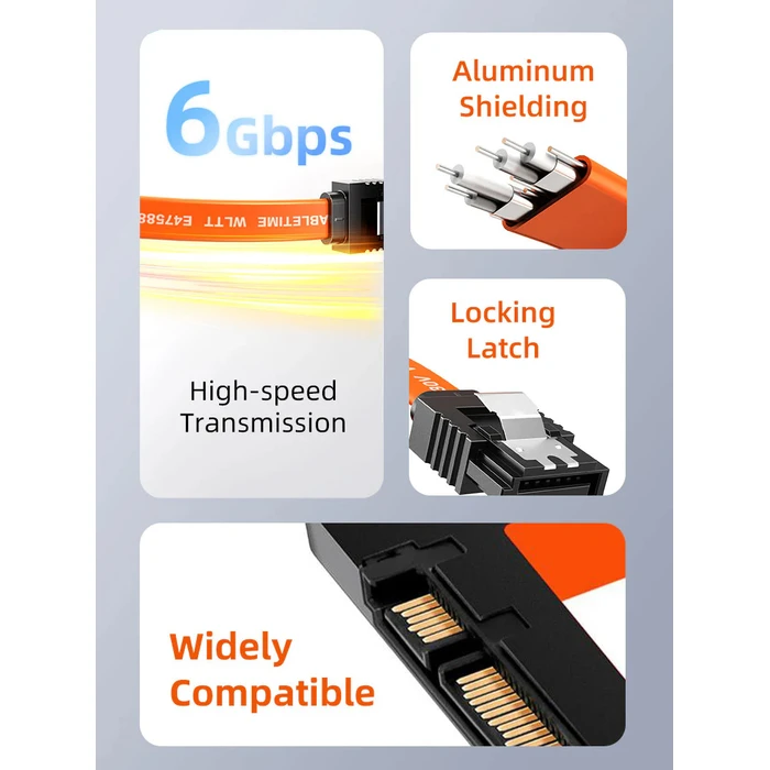 Cabletime Καλώδιο Sata Iii Ct-sata3r Γωνιακό 6gbps 0.50m Πορτοκαλί Ct-sata3r-b0.5