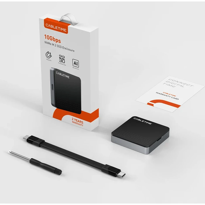 Θήκη για M.2 Cabletime Nvme Ssd CT-Ssd04-Ag, Μαγνητική, 10Gbps, Γκρι