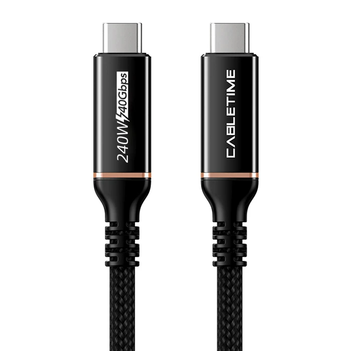 Καλώδιο USB-C Cabletime Σε USB-C Ct-Usb4, 240W, 40Gbps, 8K/60Hz, Usb4, 1M, Μαύρο
