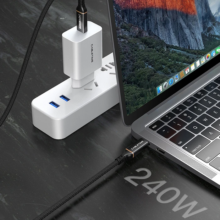Καλώδιο USB-C Cabletime Σε USB-C Ct-Usb4, 240W, 40Gbps, 8K/60Hz, Usb4, 1M, Μαύρο