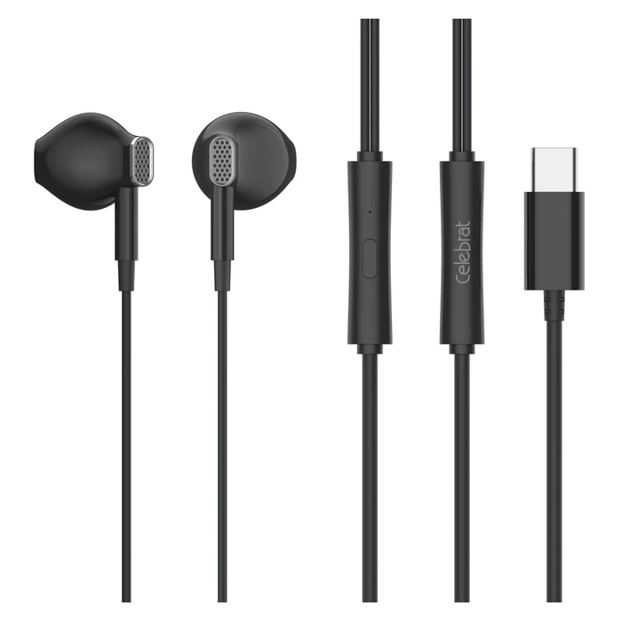Handsfree Ακουστικά Celebrat με Μικρόφωνο D12, Type-C, 1.2m, μαύρα
