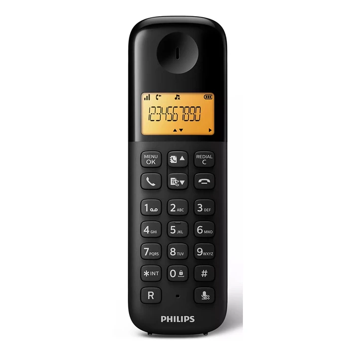 Ασύρματο Τηλέφωνο Philips D1601B/34, με ελληνικό μενού, μαύρο