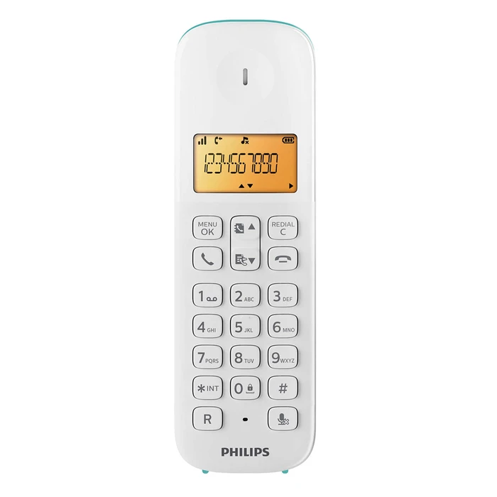 Ασύρματο Τηλέφωνο Philips D1601T-34, με ελληνικό μενού, λευκό-πράσινο