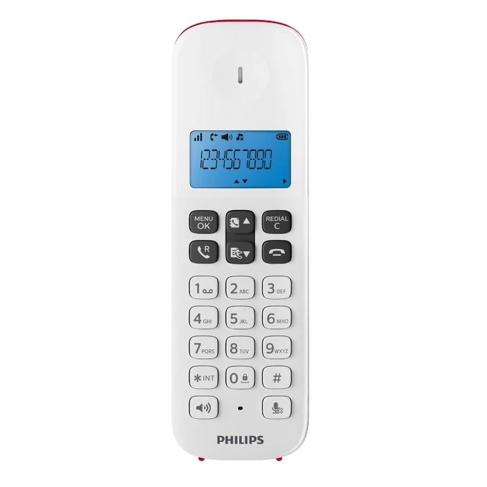 Ασύρματο Τηλέφωνο Philips D1611R/GRS Κόκκινο (Ελληνικό Μενού) με ανοιχτή ακρόαση, και 50 μνήμες