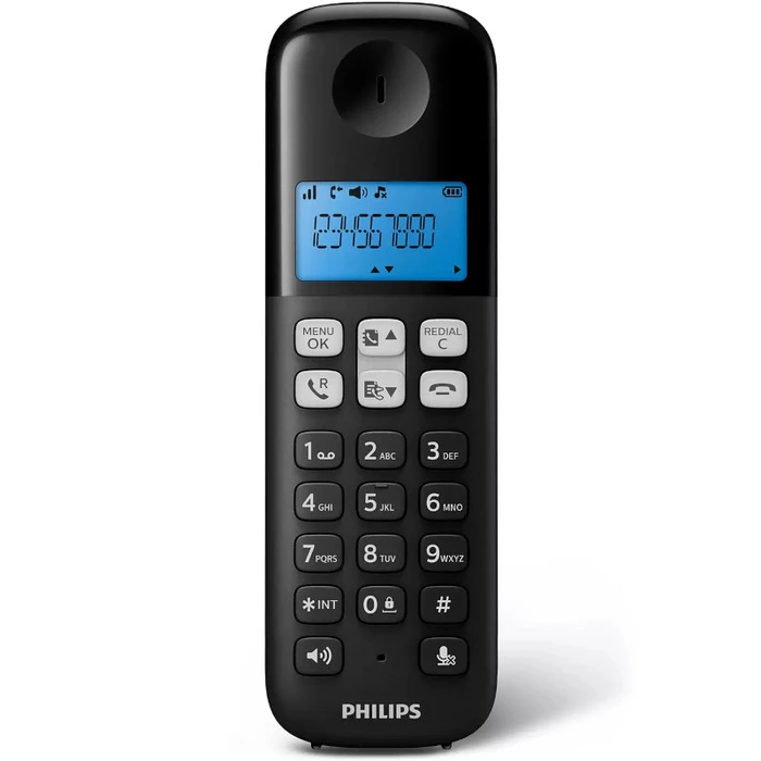 Ασύρματο Τηλέφωνο Philips D1612B/GRS Μαύρο (Ελληνικό Μενού) Διπλό με 50 μνήμες