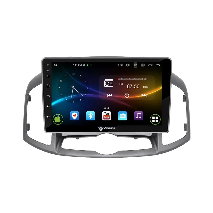 VenCore 3236-10007-0703S - 9" Multimedia Android Head Unit (Android 15) MTK6762 Octa-Core 2GB/32GB IPS, CarPlay/Android Auto, AHD Rear Camera Support for Chevrolet Captiva 2012-2016 - Silver